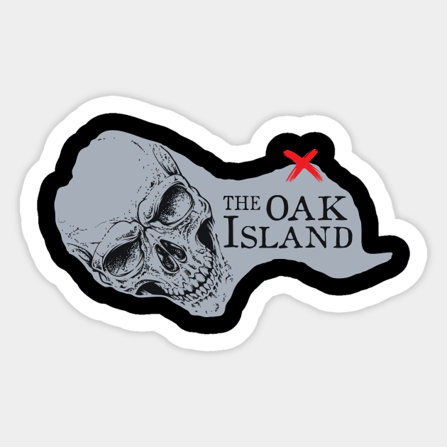 Oak Island Nova Scotia Map in Skull Sticker by diardo